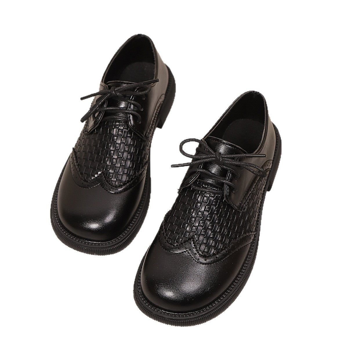 Mid Heel Lace-up Mesh Breathable Stylish Leather Shoes