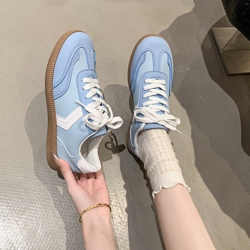 Women's Retro Colorblock Sneakers Flat Bottom Pumps