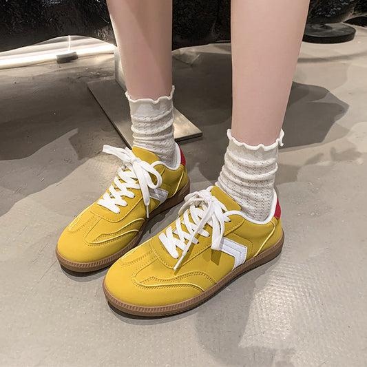 Women's Retro Colorblock Sneakers Flat Bottom Pumps