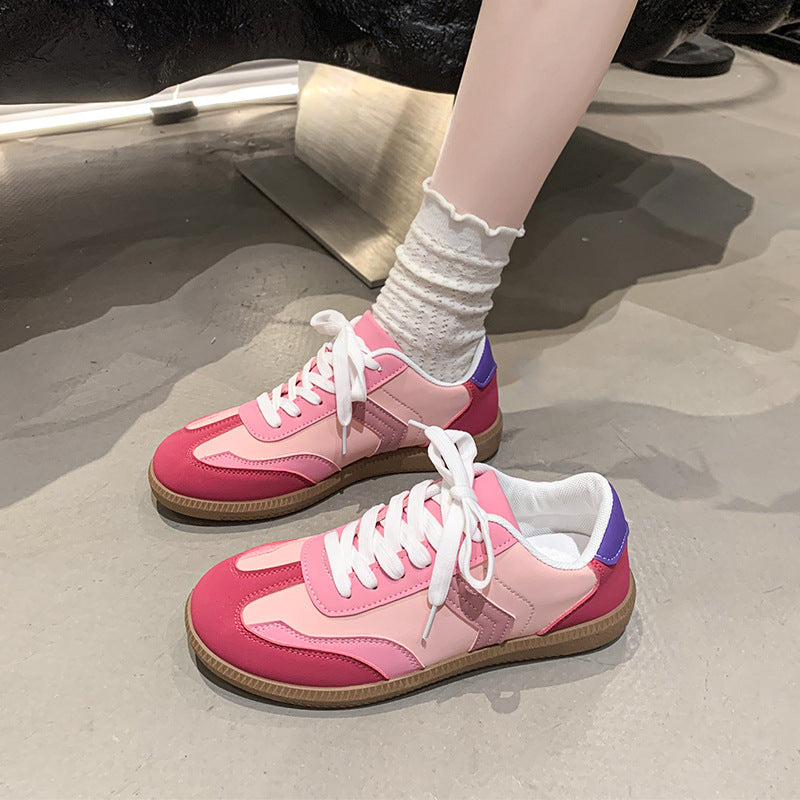 Women's Retro Colorblock Sneakers Flat Bottom Pumps
